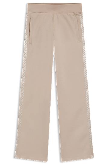 Спортни панталони BOSS Piqué Jersey Tracksuit Bottoms with Monogram Tape Бежово | 50545655