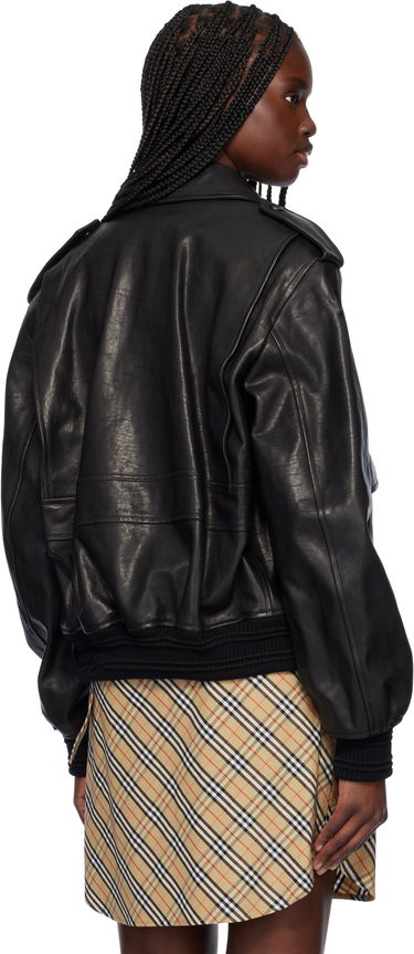Яке бомбър Burberry Burberry Bomber Leather Jacket Черно | 8103085, 2