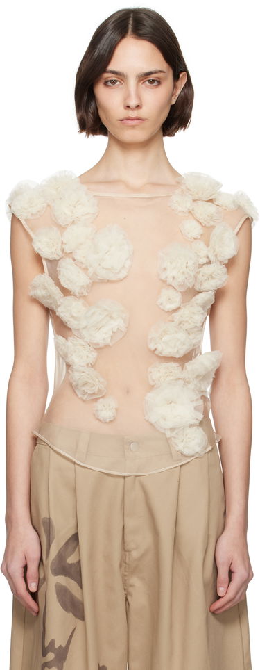 Потник Collina Strada Collina Strada Meadow Path Floral Appliquéd Tulle Tank Top Бежово | XX3057, 0