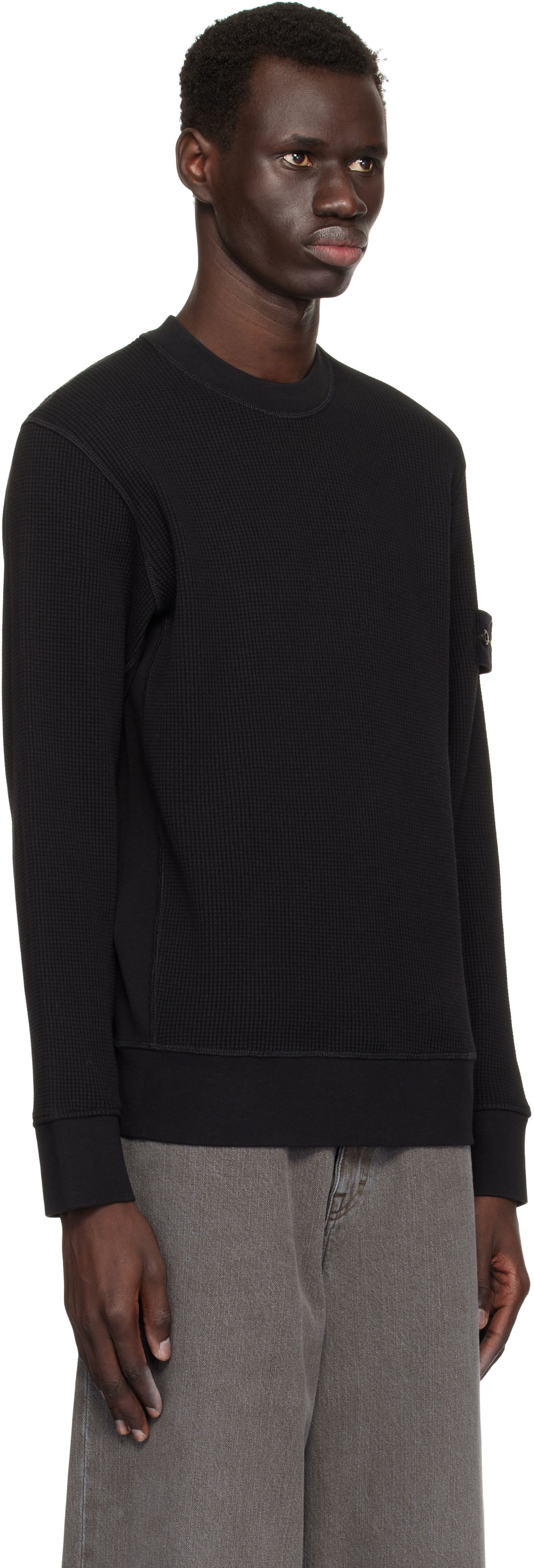Пуловер Stone Island Stone Island Waffle Fleece Sweatshirt Черно | K1S15 6100008 S0044, 1