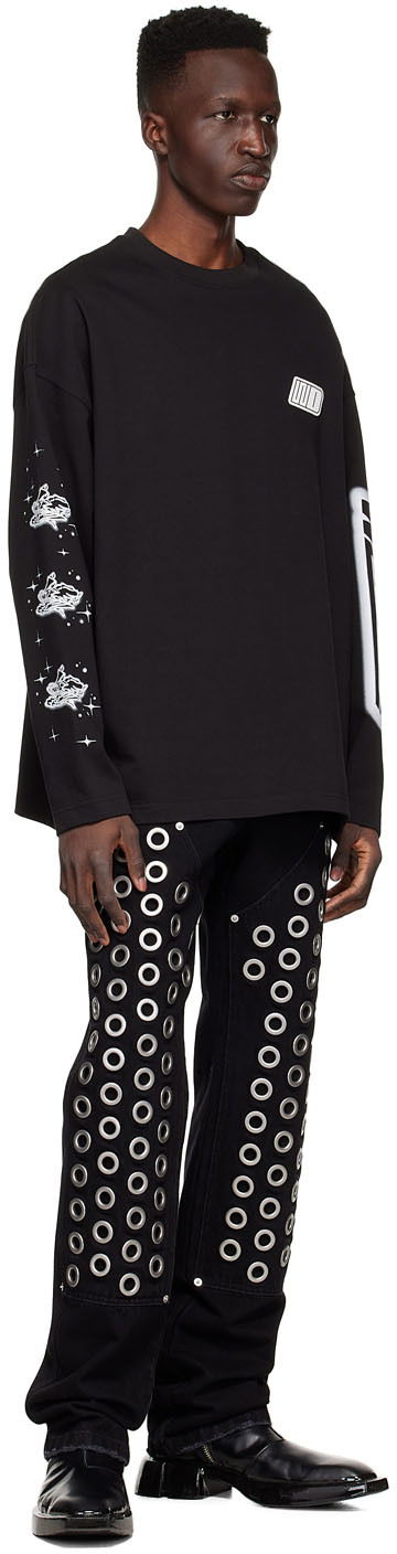 Пуловер We11done We11done Cotton Graphic Long Sleeve T-Shirt Черно | WD-TT1-22-646-U-BK, 3