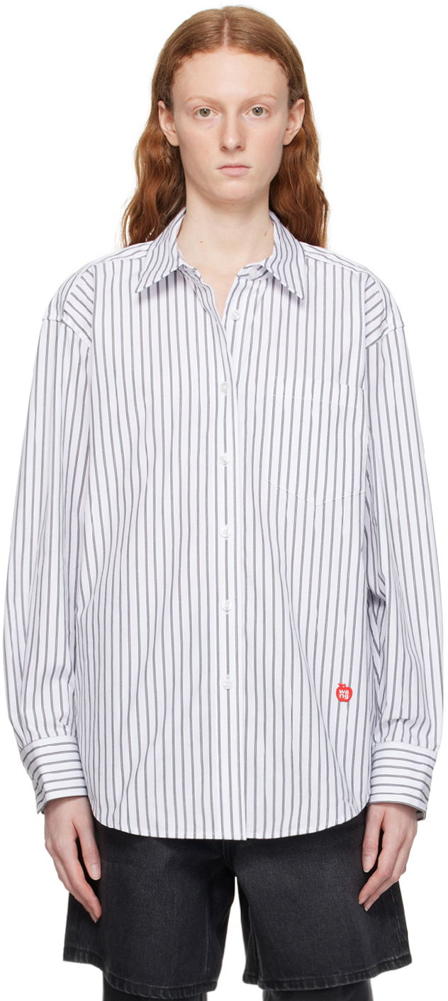 Риза Alexander Wang Apple Graphic Print Relaxed Fit Shirt Бяло | 4WC3231403