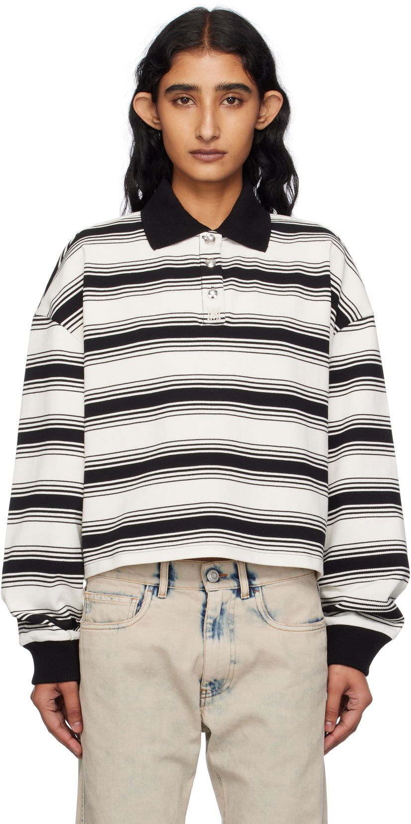 Поло тениска AMIRI AMIRI MA Stripe Oversized Polo Бяло | AWJYPO1008