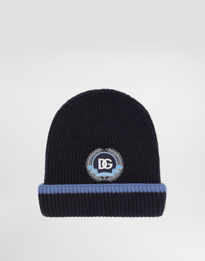 Шапка Dolce & Gabbana Dolce & Gabbana Embroidered Patch Knitted Hat Тъмно синьо | LBKH90JDVBLB3895