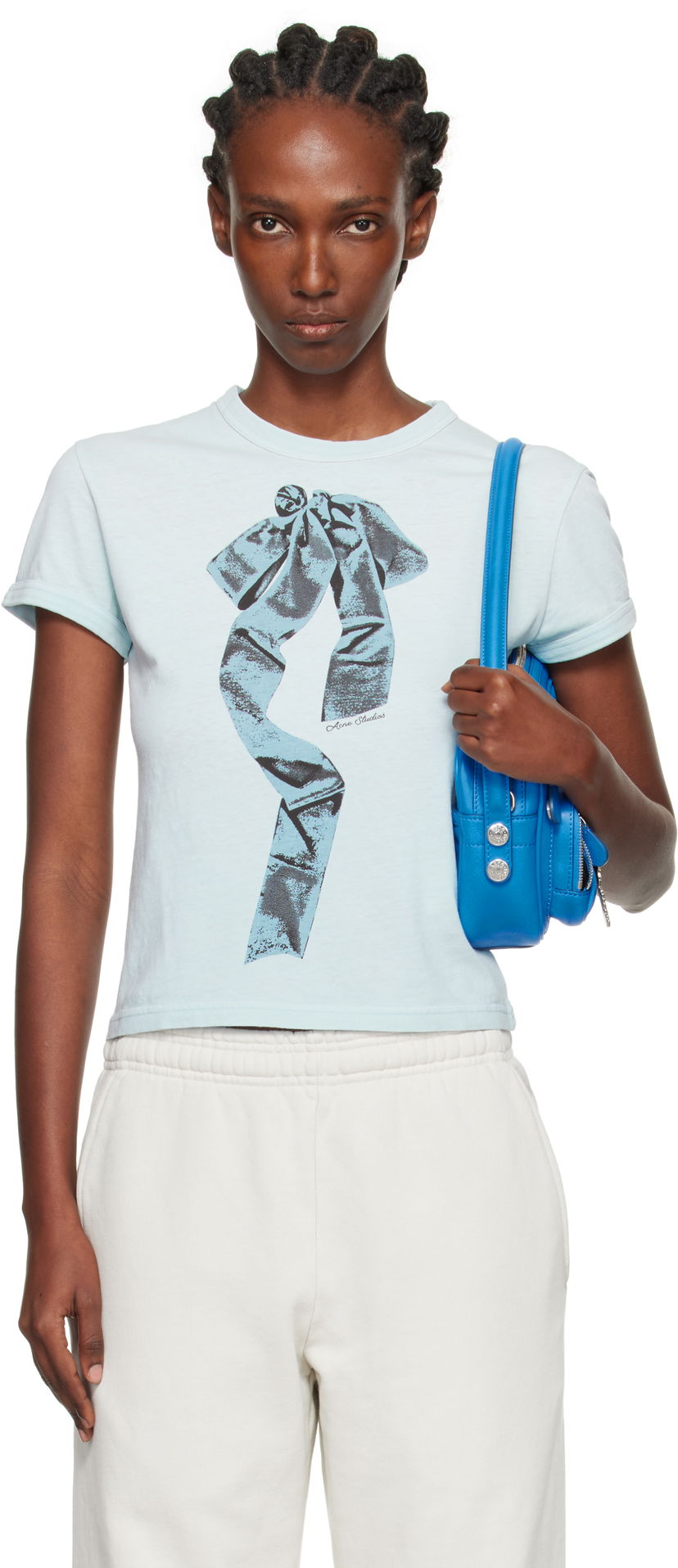 Тениска Acne Studios Acne Studios Print Bow T-Shirt Синьо | AL0497-