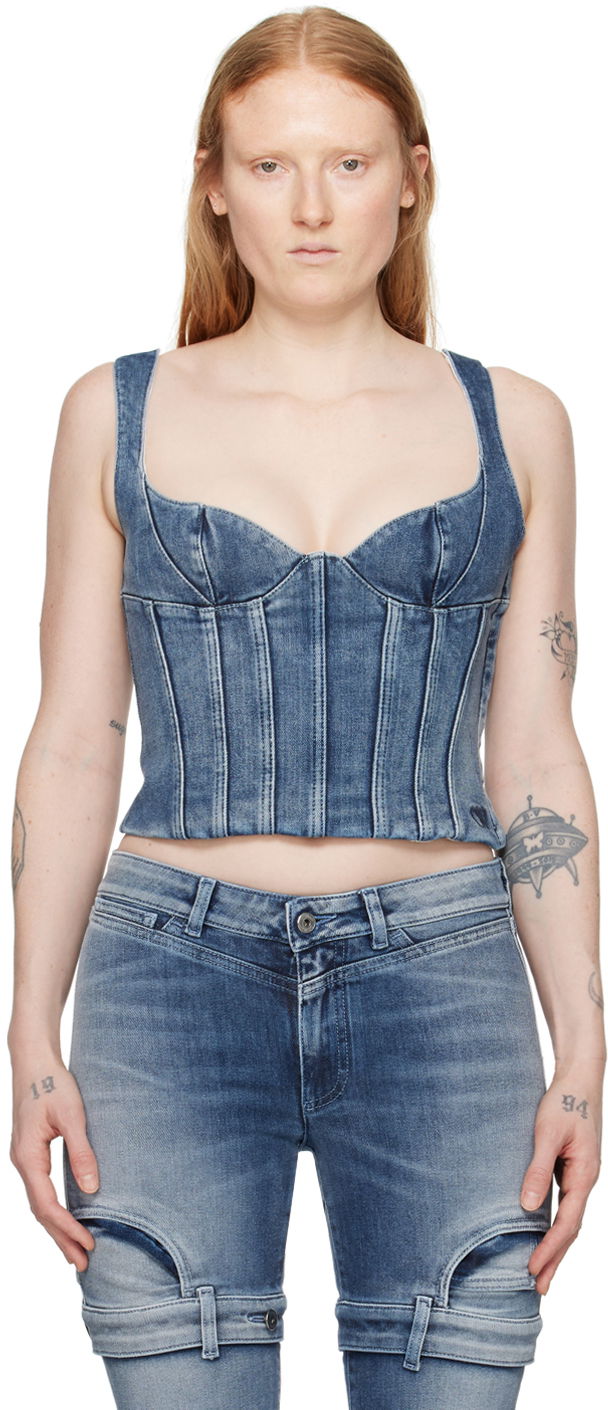 Потник Off-White Blue Bustier Denim Tank Top Синьо | OWYP007S24DEN0014000, 0