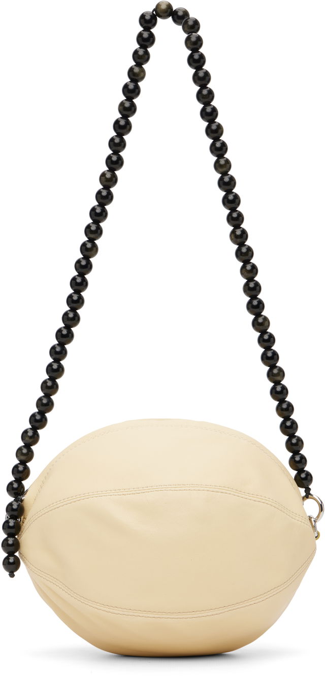 Leather Beaded Strap Balloon Pouch