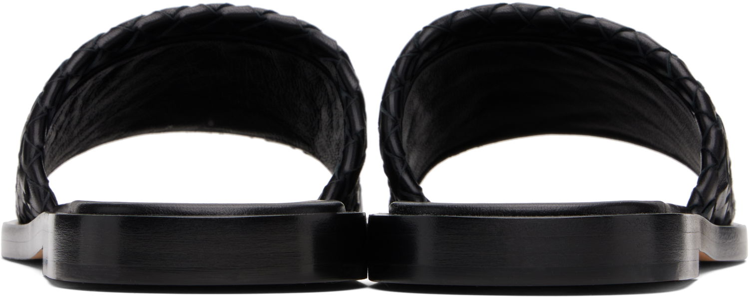 Кецове и обувки Bottega Veneta Bottega Veneta Elio Woven Leather Slides Черно | 838348V2ED01000, 1