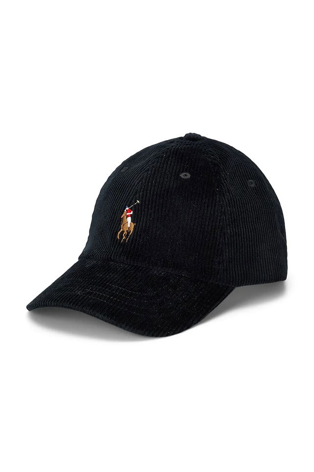 Polo Corduroy Baseball Cap with Embroidered Logo