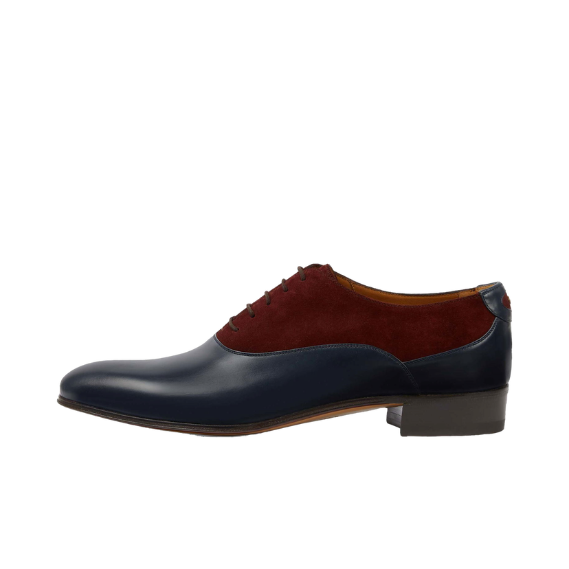 Кецове и обувки Gucci Double G Panelled Lace-up Shoes Brown Blue Черно | 719741 06F50 4052