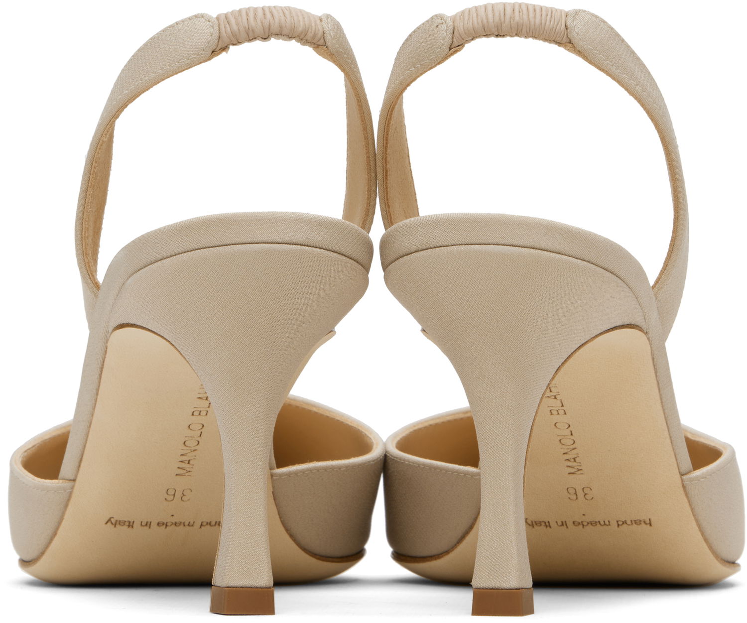 Аксесоари Manolo Blahnik Manolo Blahnik Carolyne 70 Slingback Heeled Sandals Бежово | 225-1891, 1