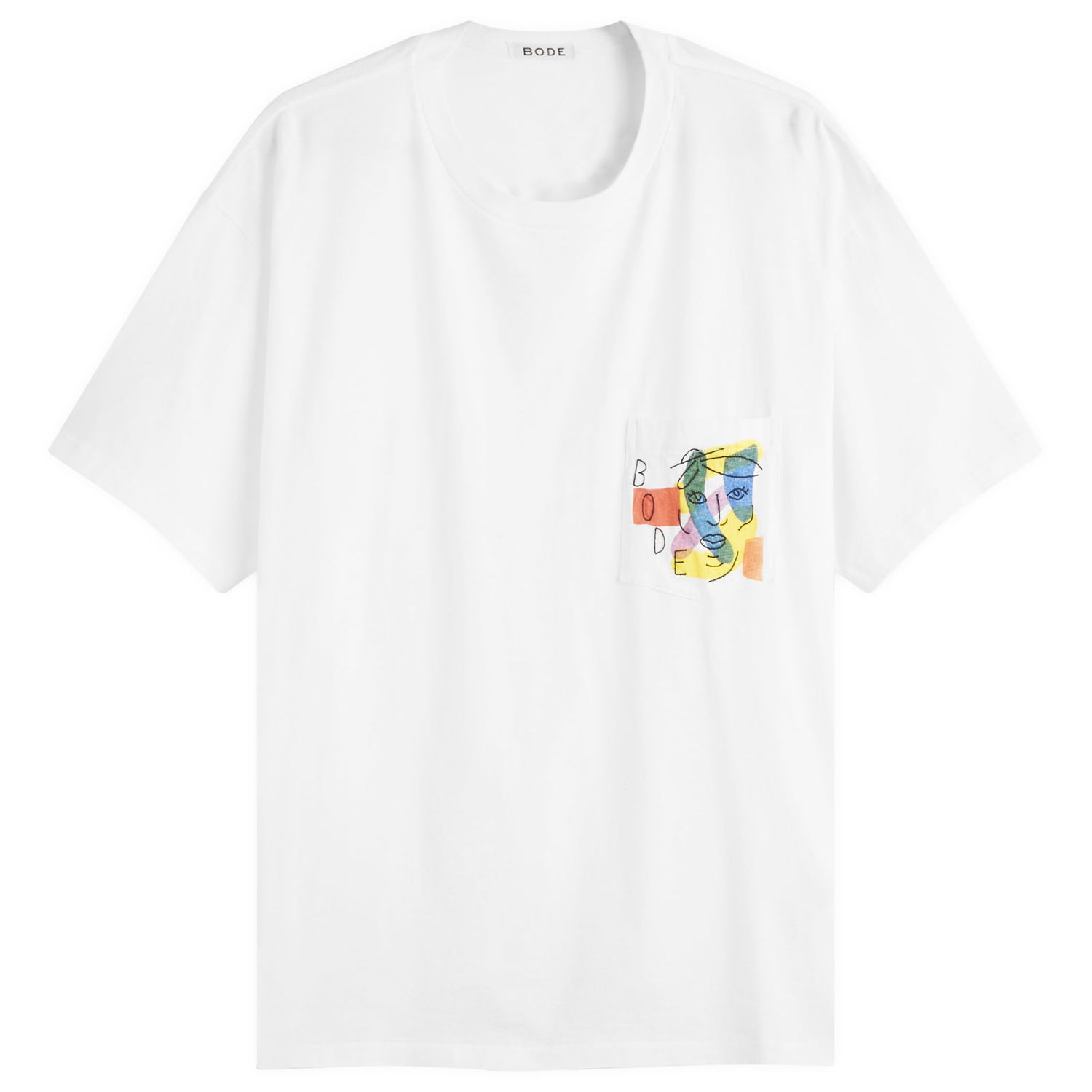 Тениска Bode Bode Portrait Pocket T-Shirt, Size Large Бяло | MRF25CS027, 0