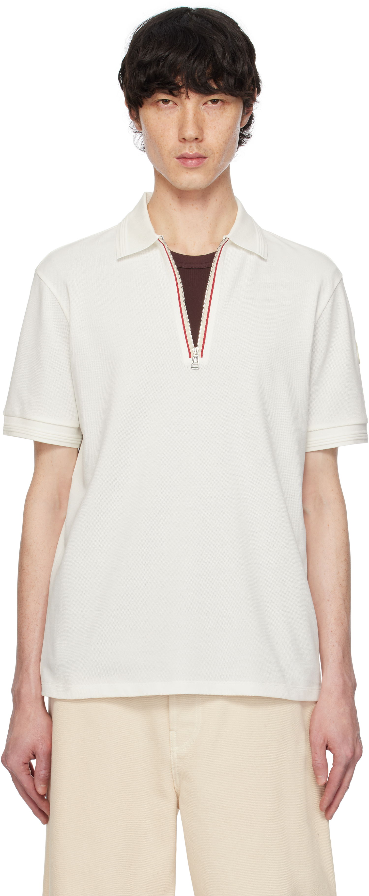 Поло тениска Moncler Moncler Archivio Short Sleeve Polo Бяло | K10918A0000289A16, 0