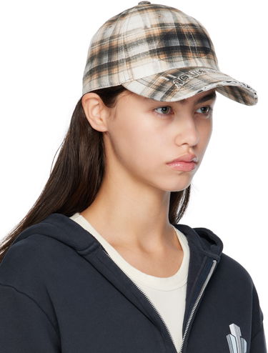 Шапка с козирка Acne Studios Acne Studios Distressed Plaid Cap Бежово | C40410-, 1