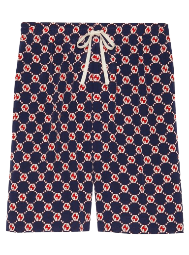 Къси панталони Gucci GG Hexagon Silk Crepe Shorts Бургунди | 654859 ZAF9W 4759