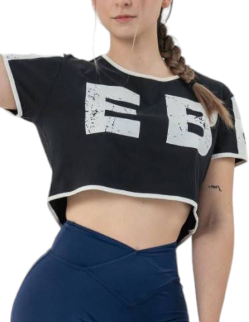 Съкратен топ NEBBIA Oversized Crop Top GAME ON Черно | 62089100