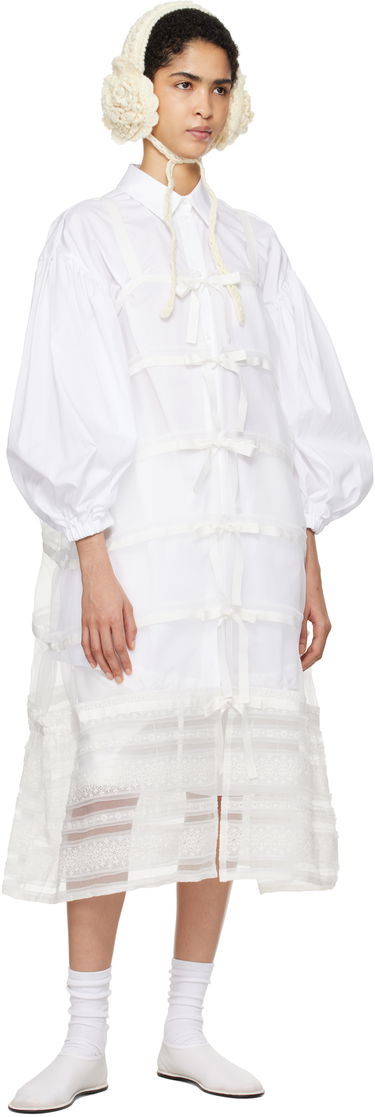 Pокля Comme des Garçons Comme Des Garçons Organdy Embroidered Midi Dress Бяло | TN-A003-051, 4