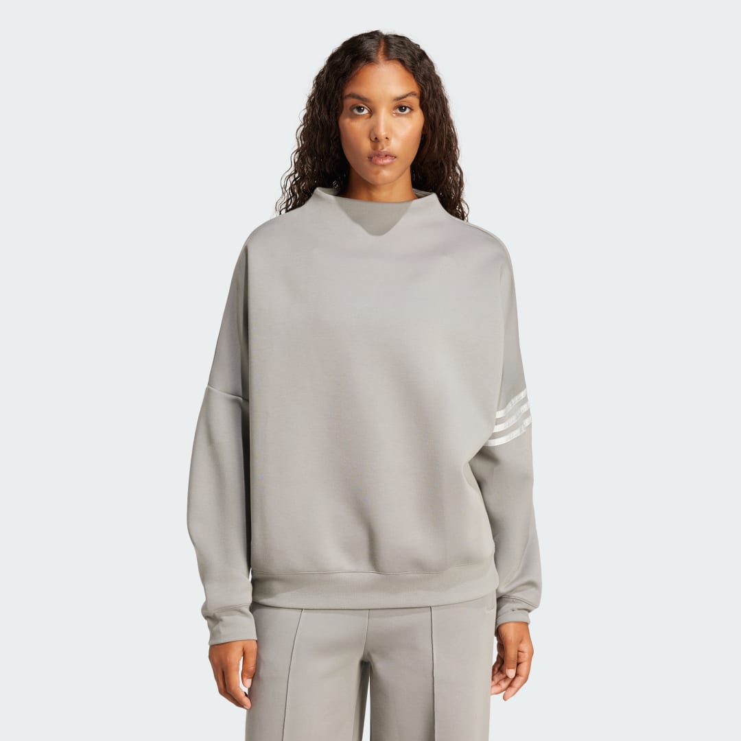 Суитчър adidas Performance Neuclassics Oversized Mock Neck Sweatshirt Сиво | JI8519, 0