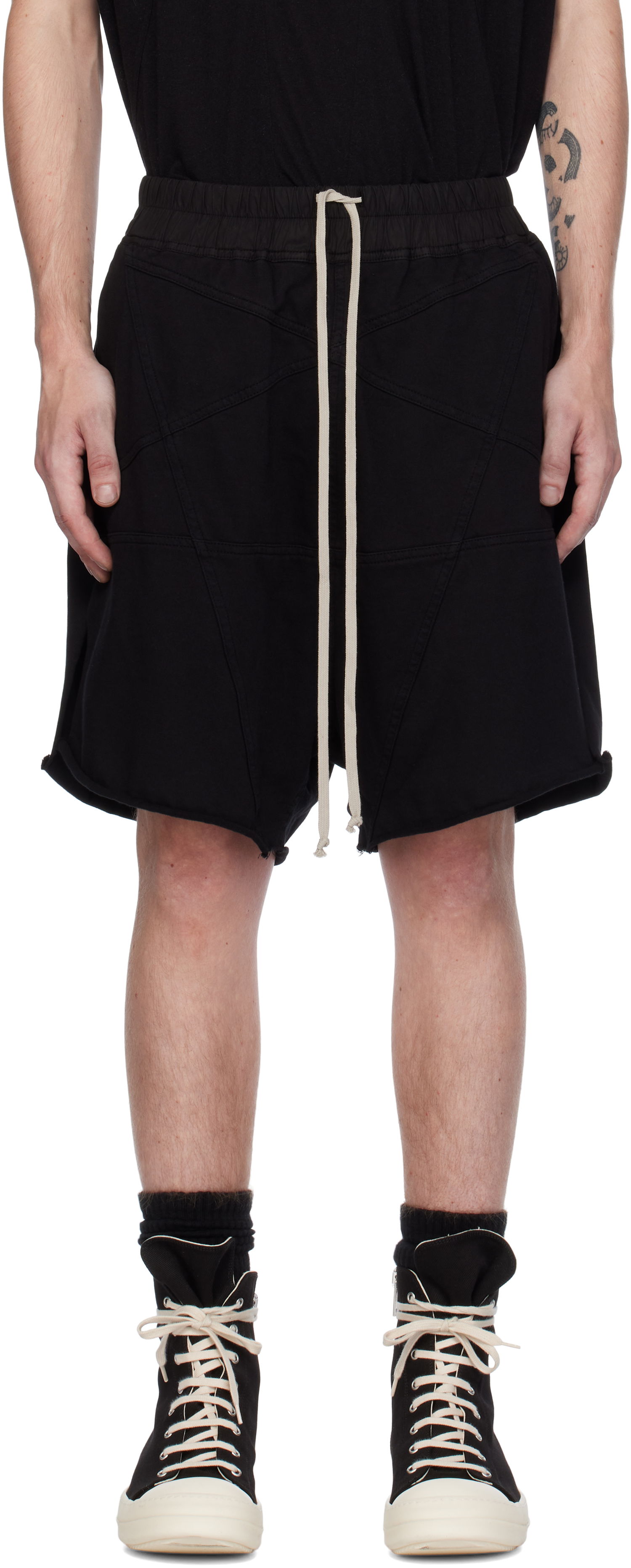 Къси панталони Rick Owens Porterville Jersey Trucker Shorts Черно | DU02D2388 RIGET1, 0