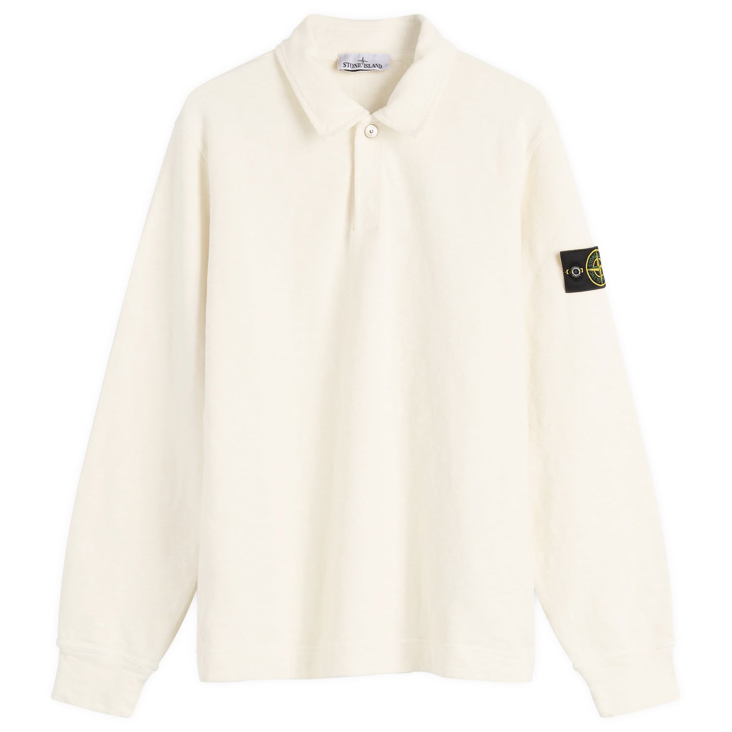 Поло тениска Stone Island Brushed Heavy Cotton Long Sleeve Polo Shirt, Size Large Бяло | K2S156100054-V0093, 0