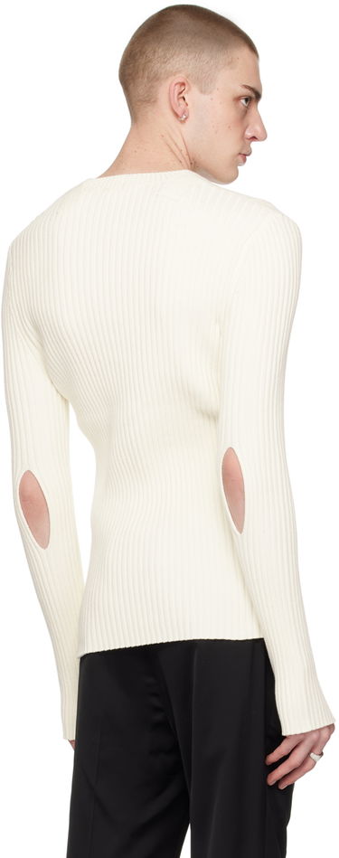 Пуловер Helmut Lang Helmut Lang Cutout Ribbed Knit Sweater Бяло | O01HM701, 2