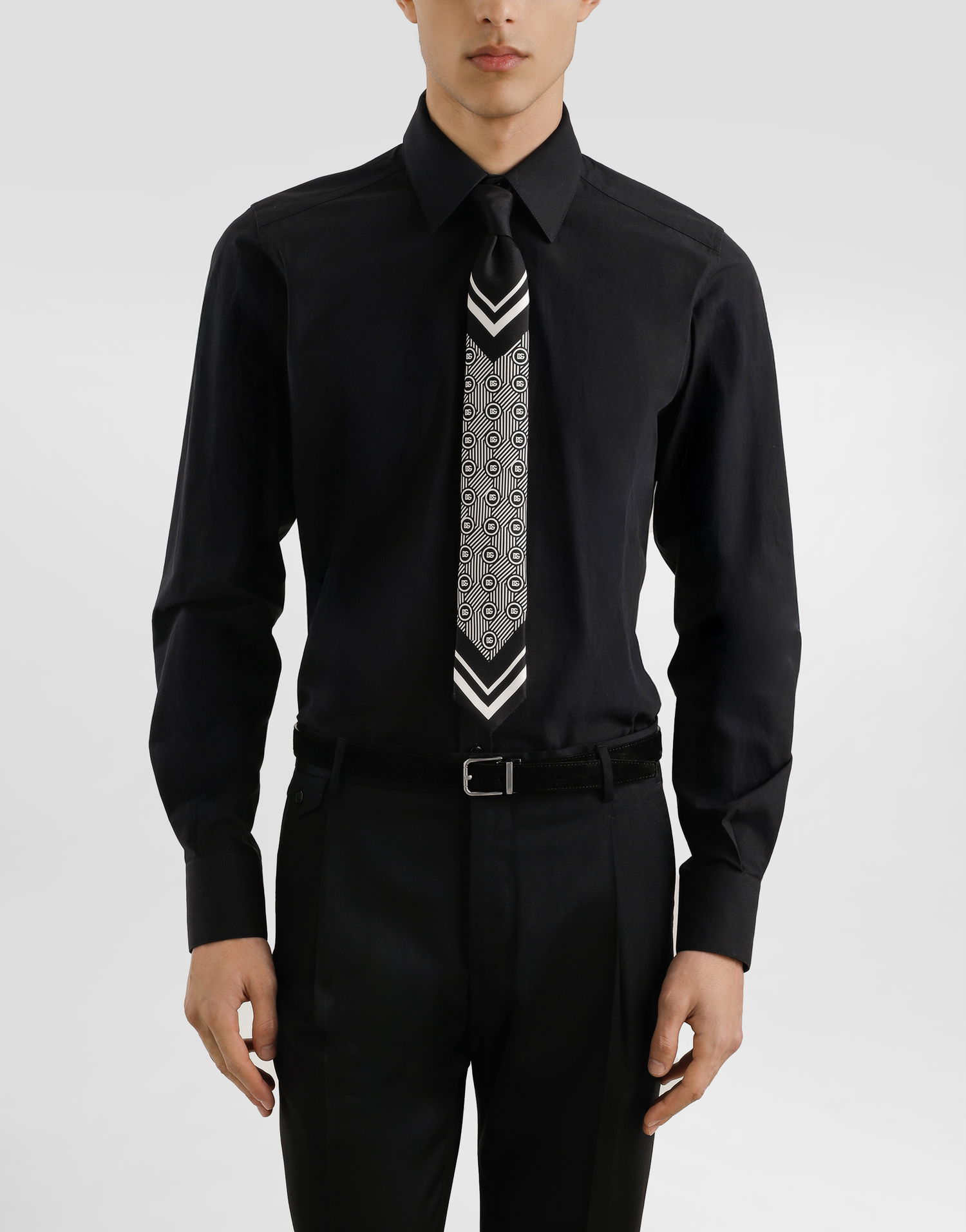 Колани Dolce & Gabbana Dolce & Gabbana Micro-Design and Logo Twill Tie Черно | GT149EG0WV5HH8RN, 1