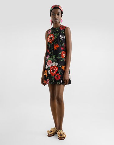 Pокля Dolce & Gabbana Dolce & Gabbana Floral Print Sleeveless Mini Dress Черно | F6TWFTFSRQTHN5PB, 1