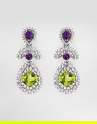 Dolce & Gabbana Eleganza Earrings with Amethysts, Peridots, and Sapphires in 18K White Gold