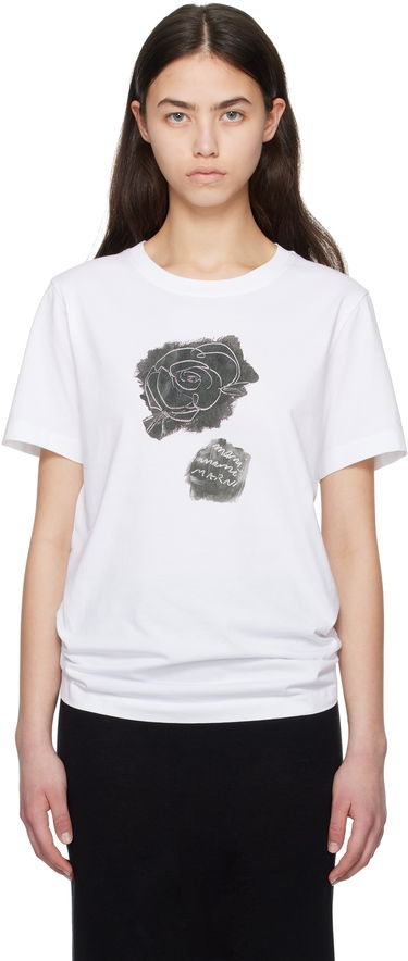 Тениска Marni Marni Brushed Rose Cotton Jersey T-Shirt Бяло | THJE0293PA USCX64, 0