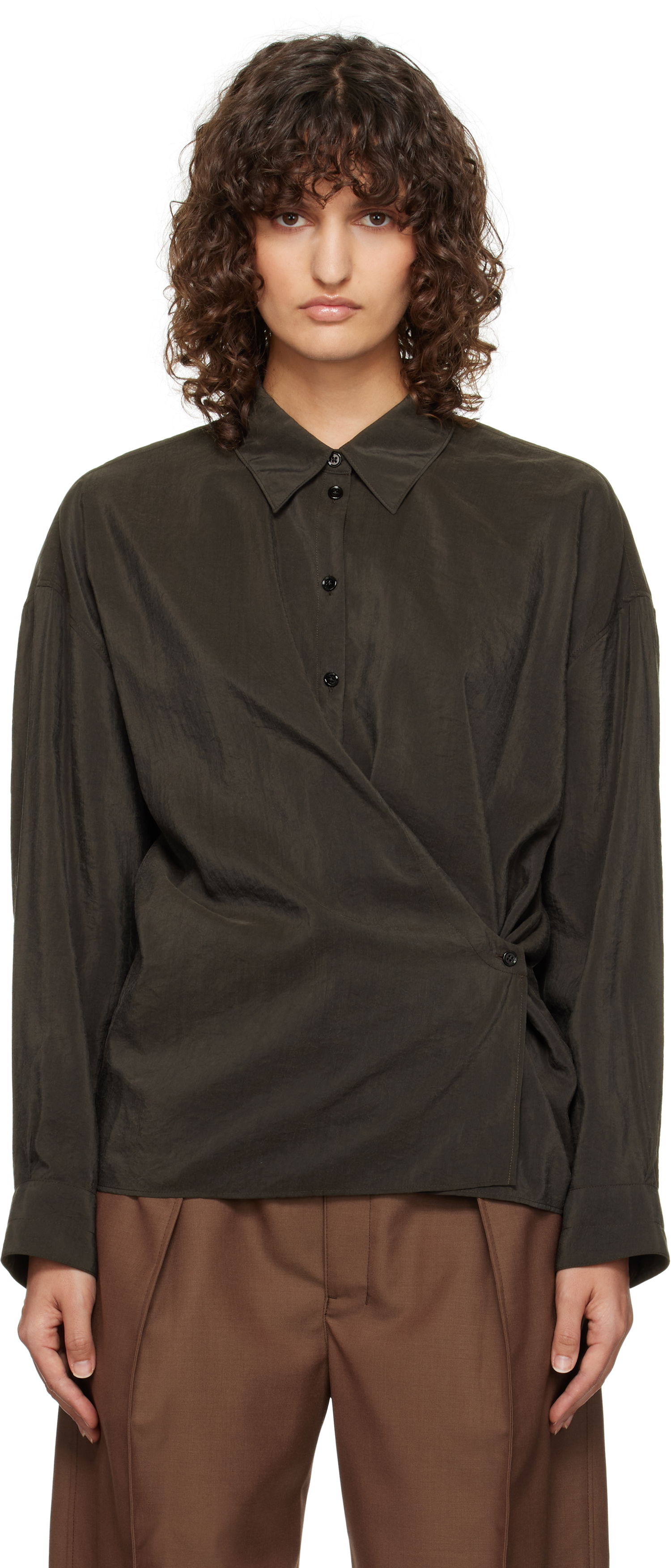 Риза LEMAIRE Lemaire Straight Collar Twisted Shirt Кафяво | SH1141 LF1308, 0
