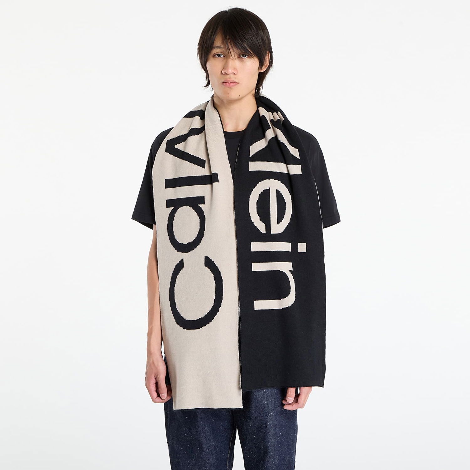 Шал CALVIN KLEIN Calvin Klein Bold Logo 2-Tone Wool Scarf Бежово | LV04D8030G UB1, 0