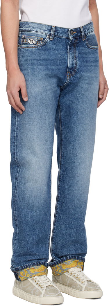 Дънки Versace Versace Stonewashed Cuffed Jeans Синьо | 1018013_1A12886, 1