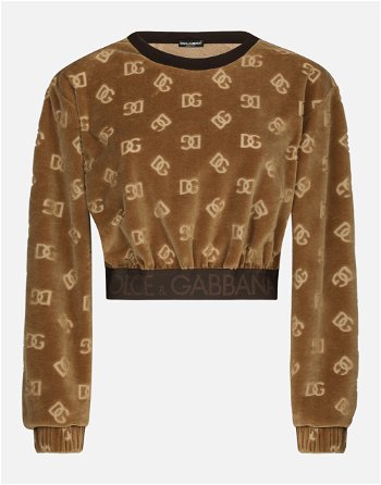 Dolce & Gabbana Short Chenille Sweatshirt With Jacquard Dg Logo F9R09TFJ7DLM2366