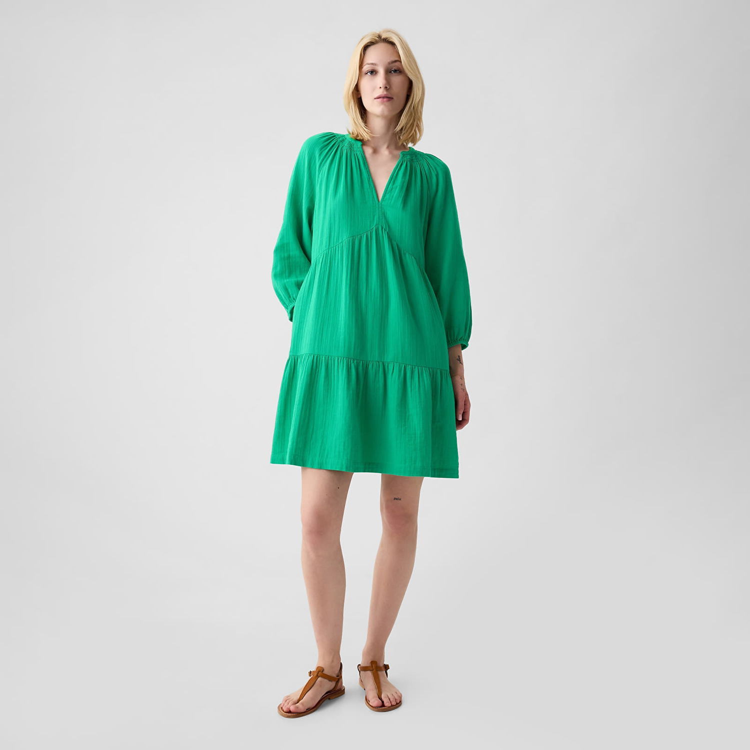 Pокля GAP Dresses Longsleeve Gauze Mini Dress Simply Green 17-5936 Зелено | 429447-01, 0
