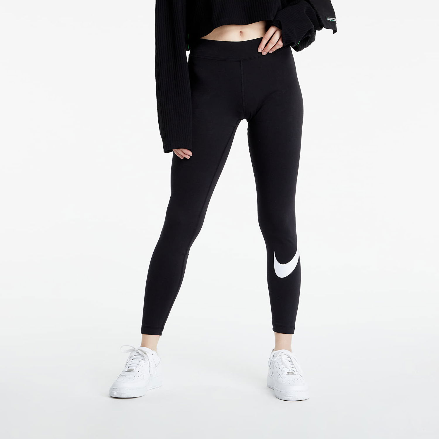 Клинове Nike Sportswear Essential GX Mid-Rise Swoosh Leggings Черно | CZ8530-010, 0