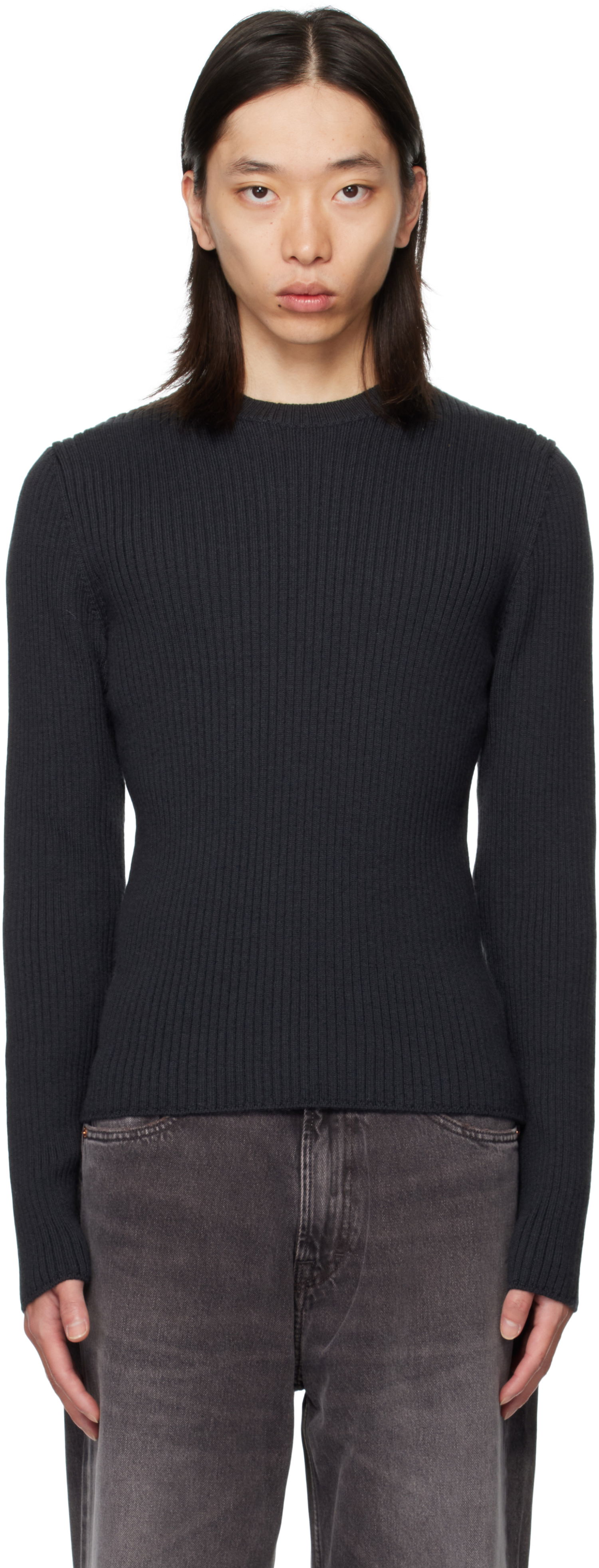 Пуловер OUR LEGACY OUR LEGACY Compact Round Neck Sweater Тъмно синьо | M4253CO, 0