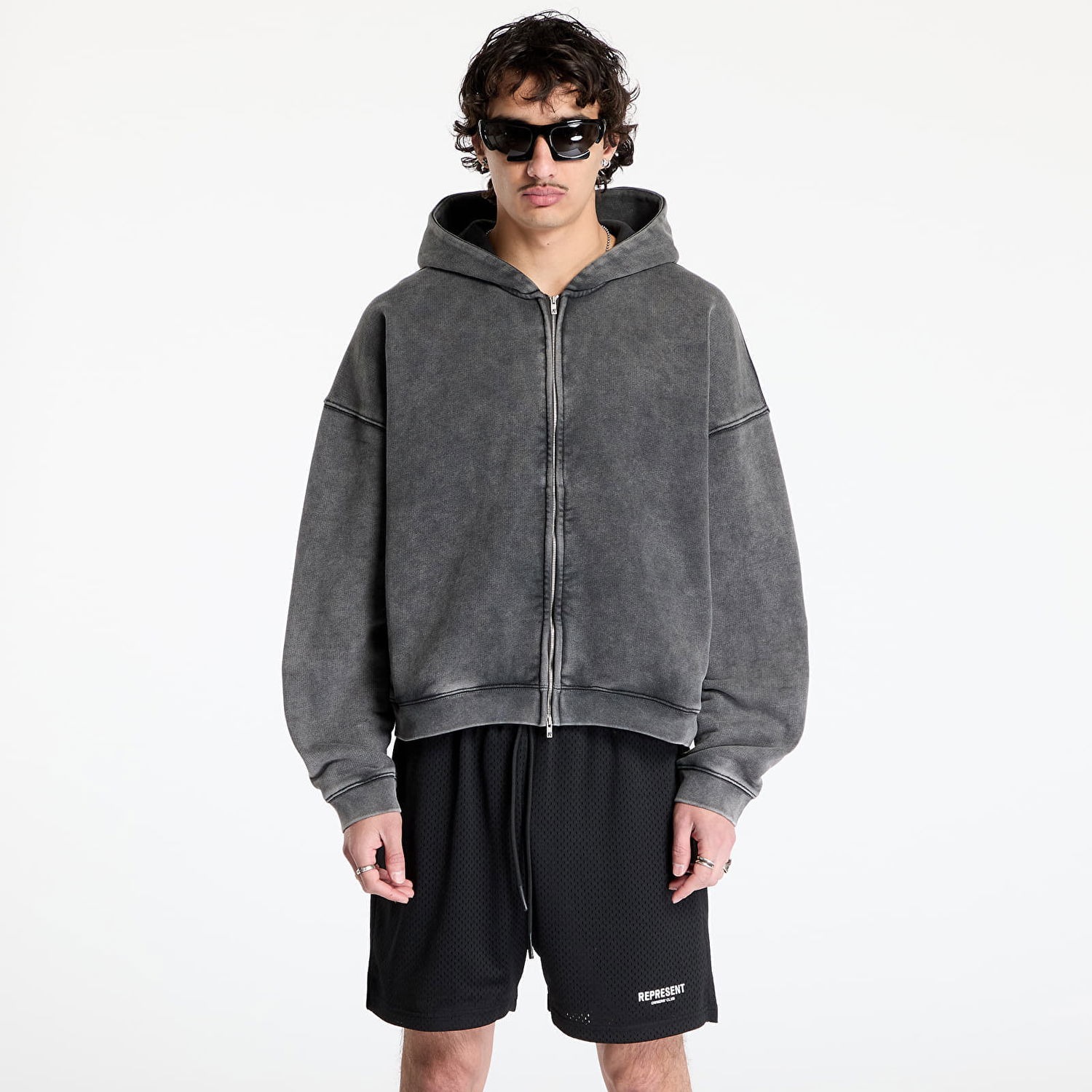 Суитчър Represent Clo Initial Boxy Zip Hoodie Vintage Сиво | INM414-47, 0