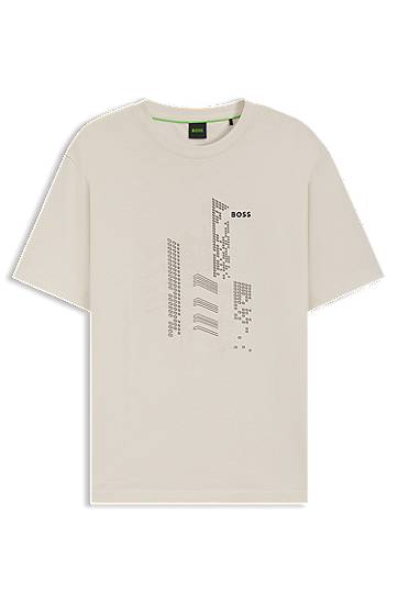 Тениска BOSS BOSS Relaxed-Fit Cotton Jersey T-Shirt with City Graphic Print Бежово | 50552184, 0
