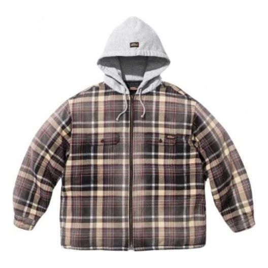 Яке Supreme Plaid Hooded Zip-Up Shirt Кафяво | SUP-FW23-159