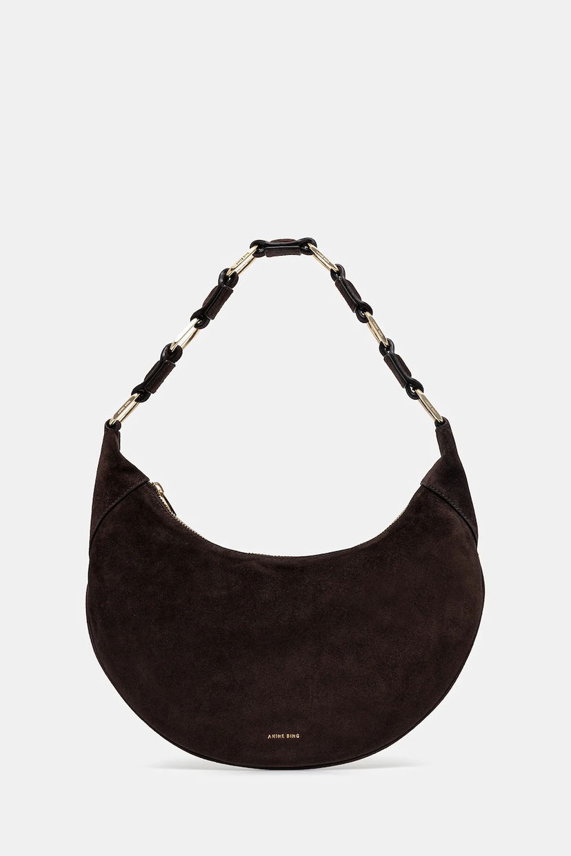 Чанта през рамо Anine Bing Anine Bing Kate Suede Shoulder Bag Кафяво | A.13.10695