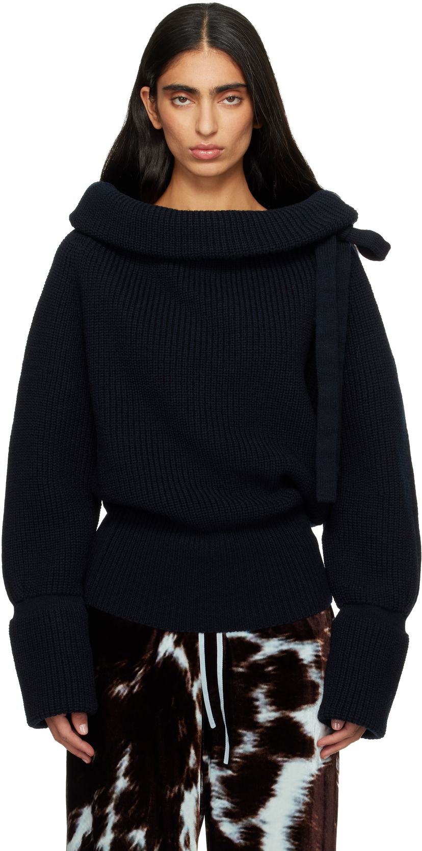 Пуловер Dries Van Noten Dries Van Noten Drawstring Turtleneck Тъмно синьо | 252-011234-2707