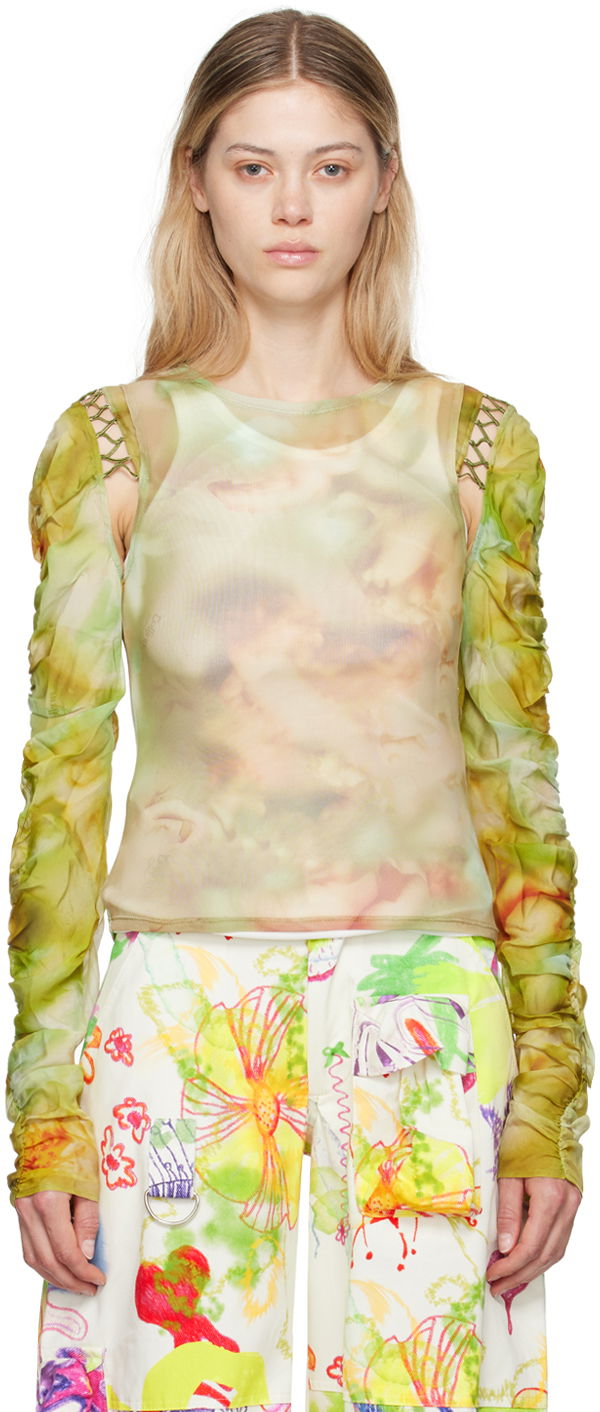 Потник Collina Strada Collina Strada Cardio Delilah Sheer Long Sleeve Blouse Зелено | XX3288, 0