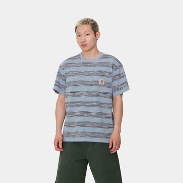Тениска Carhartt WIP Short Sleeve Pocket T-Shirt in Misty Sky Stripe Синьо | I033679_5, 0