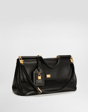Дамска чанта Dolce & Gabbana Dolce & Gabbana My Sicily Plongé Calfskin Handbag Черно | BB7814B732180999, 3
