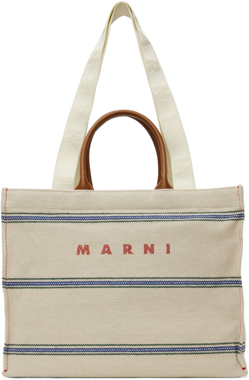Голяма пазарска чанта Marni Medium Tote Bag Бяло | SHMQ0068A0 P6457, 0