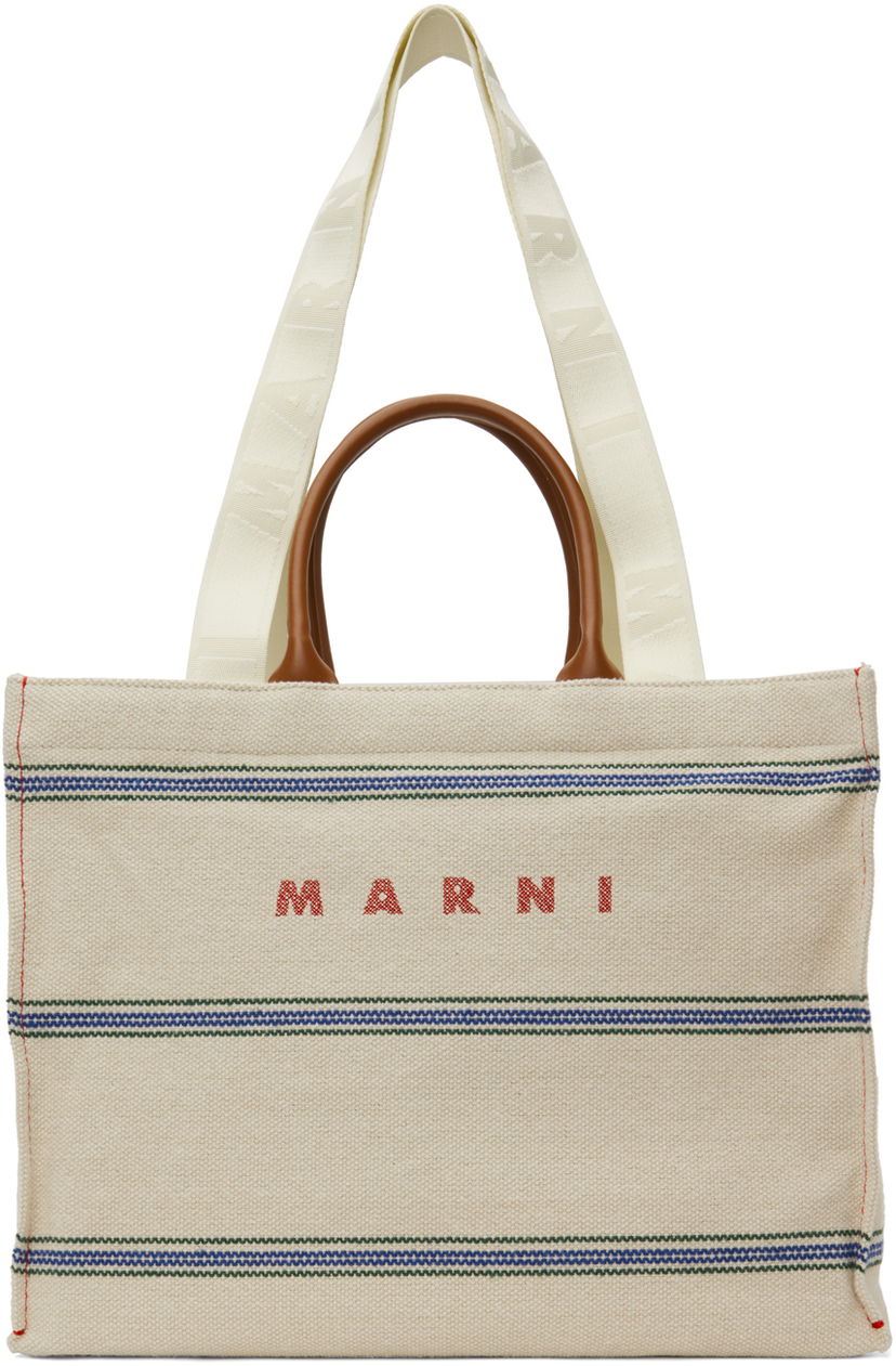 Голяма пазарска чанта Marni Medium Tote Bag Бяло | SHMQ0068A0 P6457