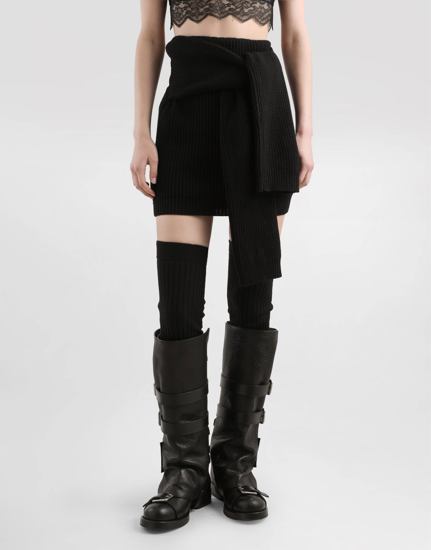 Пола Dolce & Gabbana Dolce & Gabbana Knit Skirt with Tie Detail Черно | FXO35TJDVDUN0000, 1