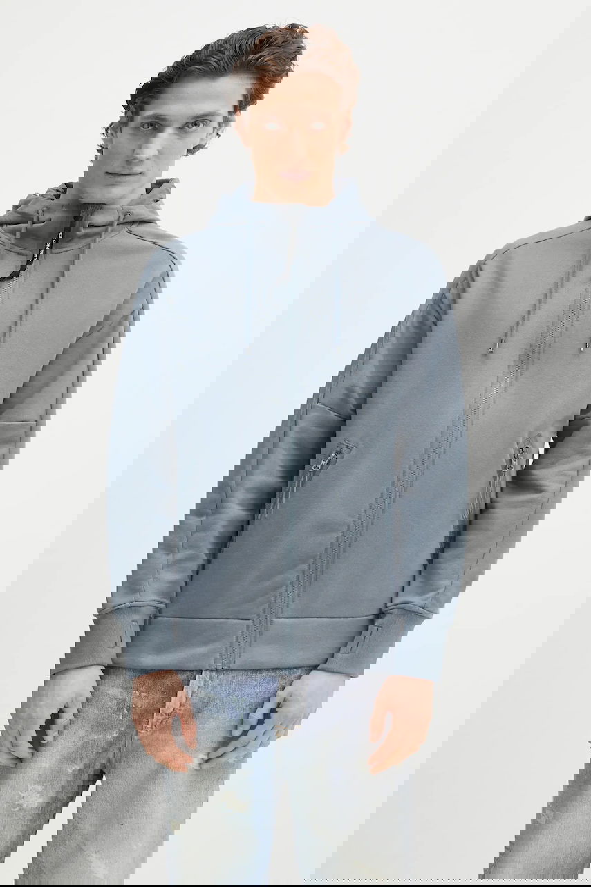 Суитчър C.P. Company Smooth Full-Zip Hoodie with Hood Drawstrings and Zip Pockets Синьо | 18CMSS028A005086W, 0