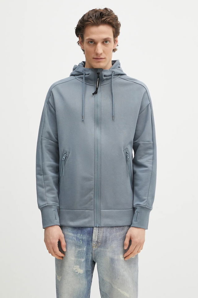 Smooth Full-Zip Hoodie with Hood Drawstrings and Zip Pockets