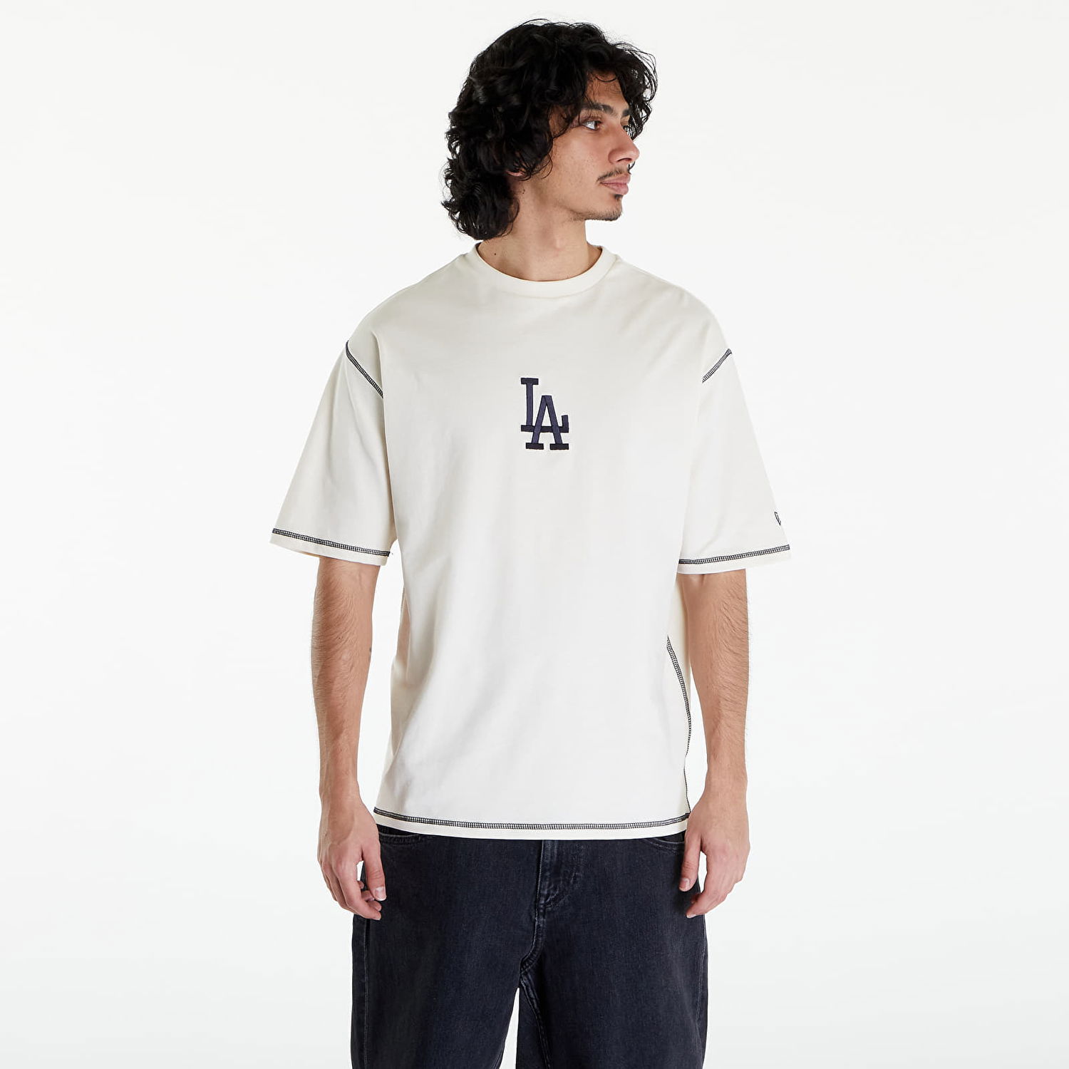 Тениска New Era LA Dodgers MLB World Series Oversized T-Shirt UNISEX Off White/ Navy Бяло | 60435464, 0